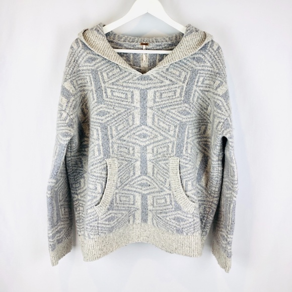 Free People Sweaters - Free People Wool Nordic Print Cozy Hoodie Sweater